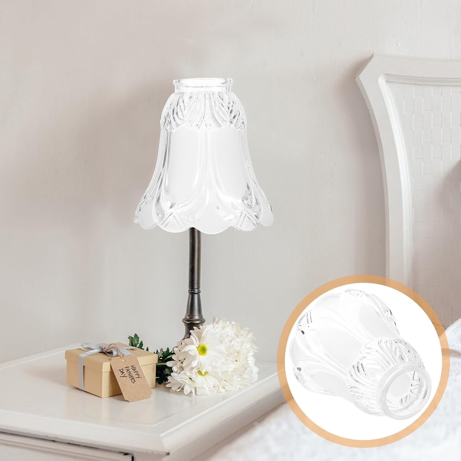 VICASKY 4pcs Frosted Glass Lamp Shade Set, Decorative Replacement Light Covers for Wall and Ceiling Fixtures, Compatible Lampshades for Home Lighting Accessories