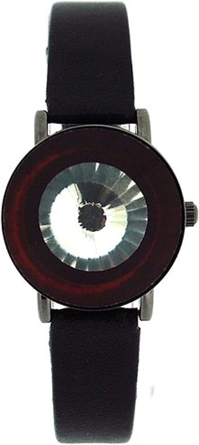 Anaii Pink Instinct Crystal Flip Open Black Strap Ladies Fashion Watch AP526