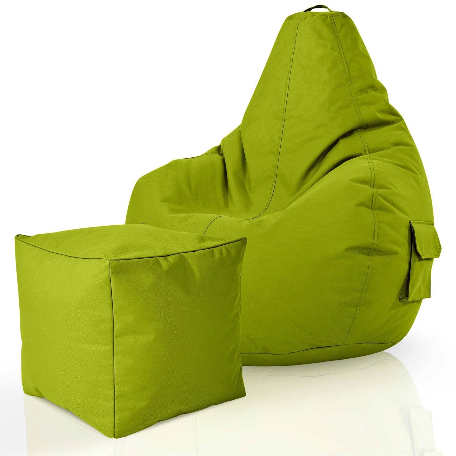 Green Bean Pouf Sacco Cozy + Sgabello Cube: Set 2 In 1 Per Gaming E Relax, Lavabile, Arancione