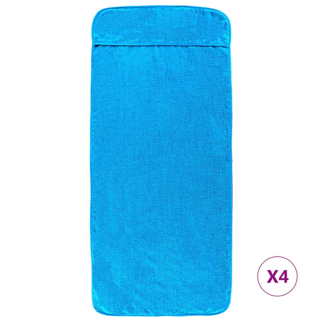 Set di 4 teli mare turchese, 60 x 135 cm, asciugamani da bagno assorbenti per piscina, vacanze, viaggi e sport, morbidi asciugamani in misto cotone