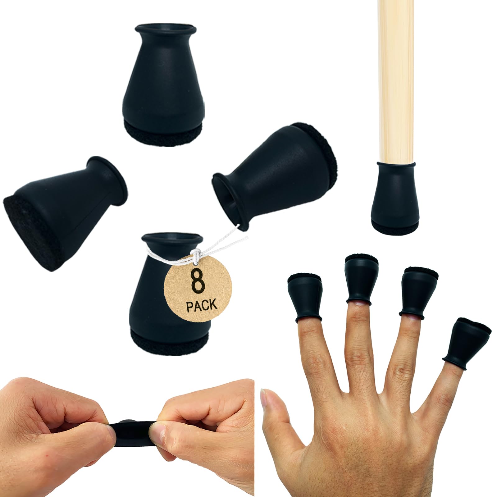 Extra Small Silicone Chair Legs Floor Protector with Felt, Fits 19/32" to 15/16" Sliding Chair Leg Guards Silicone Furniture Leg Feet Protector Bottom Non-Slip Wood Floor No Scratches No Noise 8Pcs