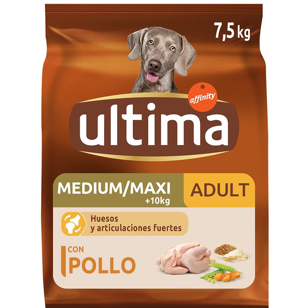 Ultima Medium-Maxi Adult Pollo, Comida seca para perros, 7,5kg