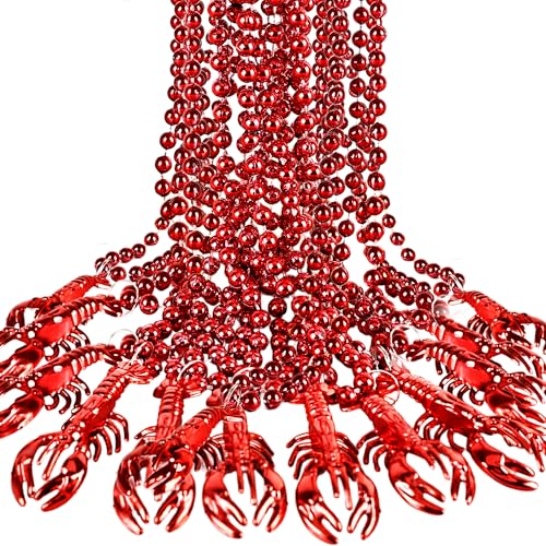 Hoarost 36 Pcs Crawfish Bead Necklaces Funny Lobster Pendant Necklace for Carnivals Celebration Mardi Gras Accessories Holiday Party Supplies