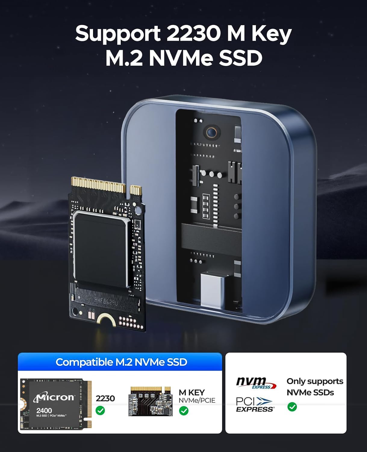 M.2 2230 NVMe SSD Enclosure, PiBOX India, 10Gbps USB 3.2 Gen 2, REALTEK RTL9210 Chipset, CNC Aluminum Cooling Fins, External NVMe Reader, USB-C Interface, M-Key B&M Key Compatible- M2-2230-NE1 — Amazon image 2