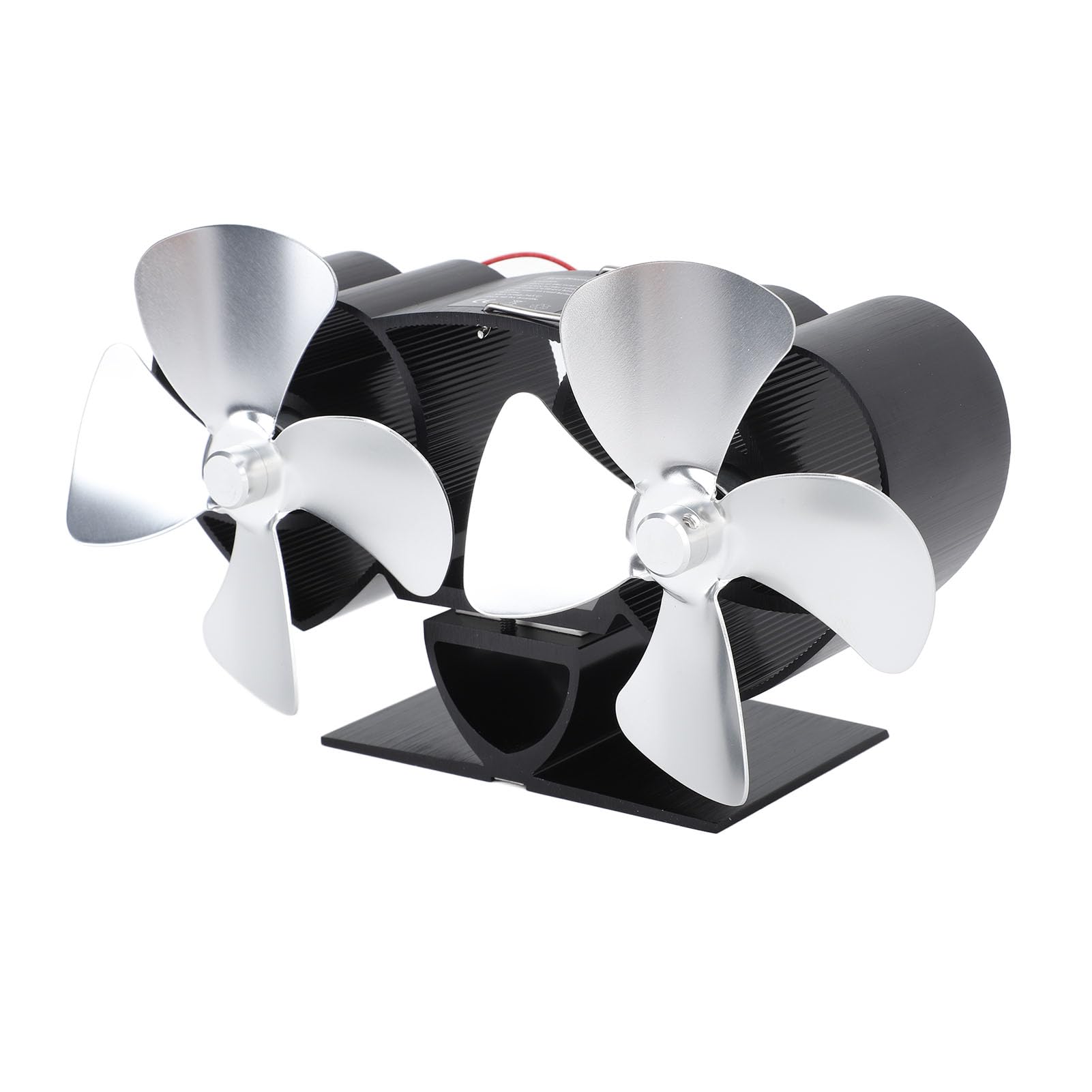 Marhynchus Ventilador de Estufa de Madera, 4 Palas de Chimenea de Cabeza Dual para Reemplazo, Aluminio de Aleación de Aluminio Alimentado por Calor, Equipado con Circulación de Calor de la