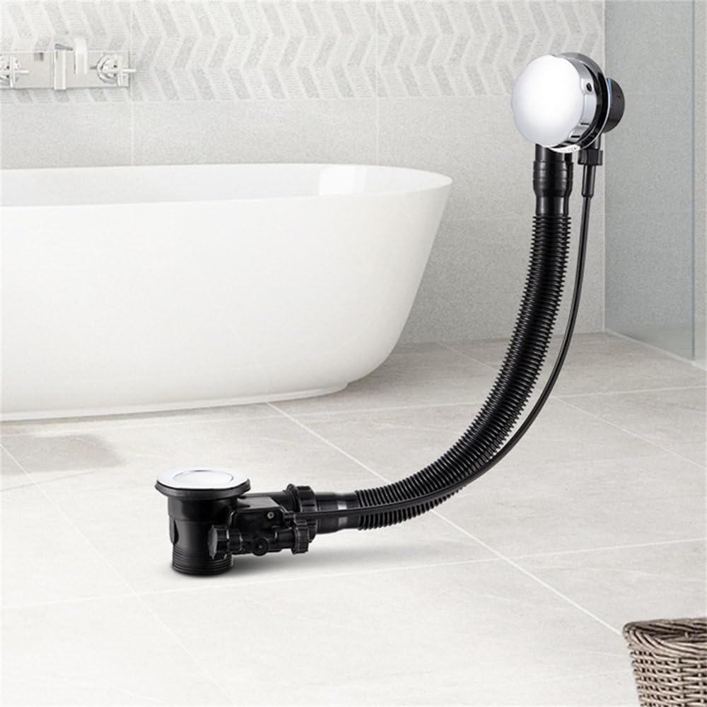 Tapón giratorio de desagüe de bañera dorado cepillado/plateado, tamaño M, elegante relleno de residuos de baño para un drenaje eficiente, diseño duradero y elegante
