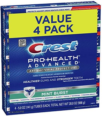 Crest Pro-Health Advanced Antibacterial Protection Toothpaste, Mint Burst, 5 Oz (Pack of 4)