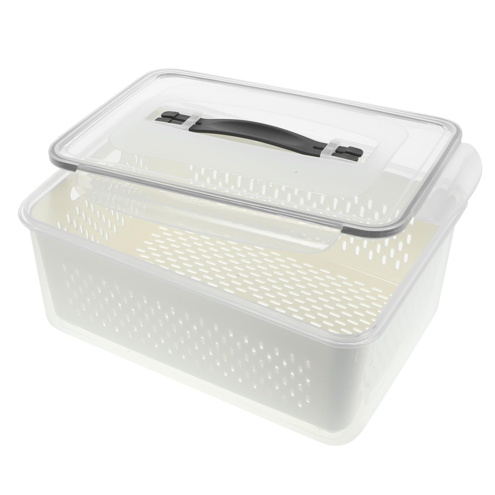 COLLBATH Kühlschrank Organizerbox 4, 5 L Weiß mit Deckel und Griff