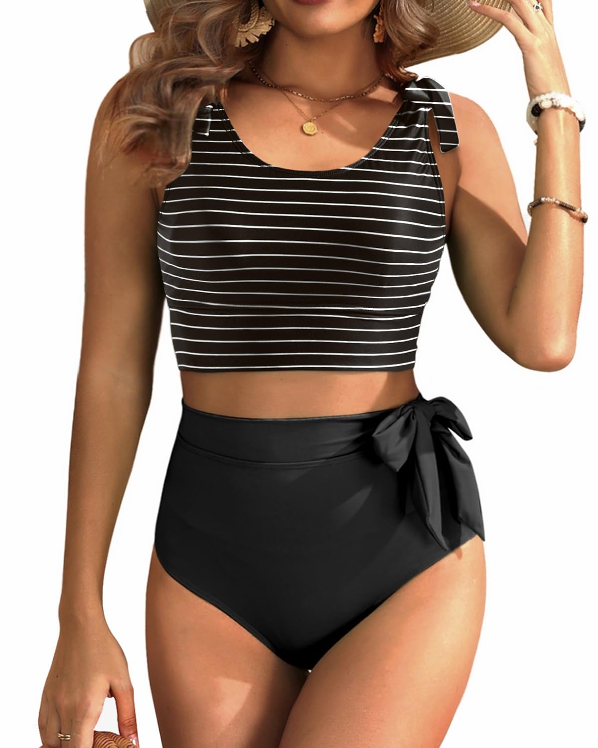 Two Piece High Waisted Swimsuits Bikini Modest