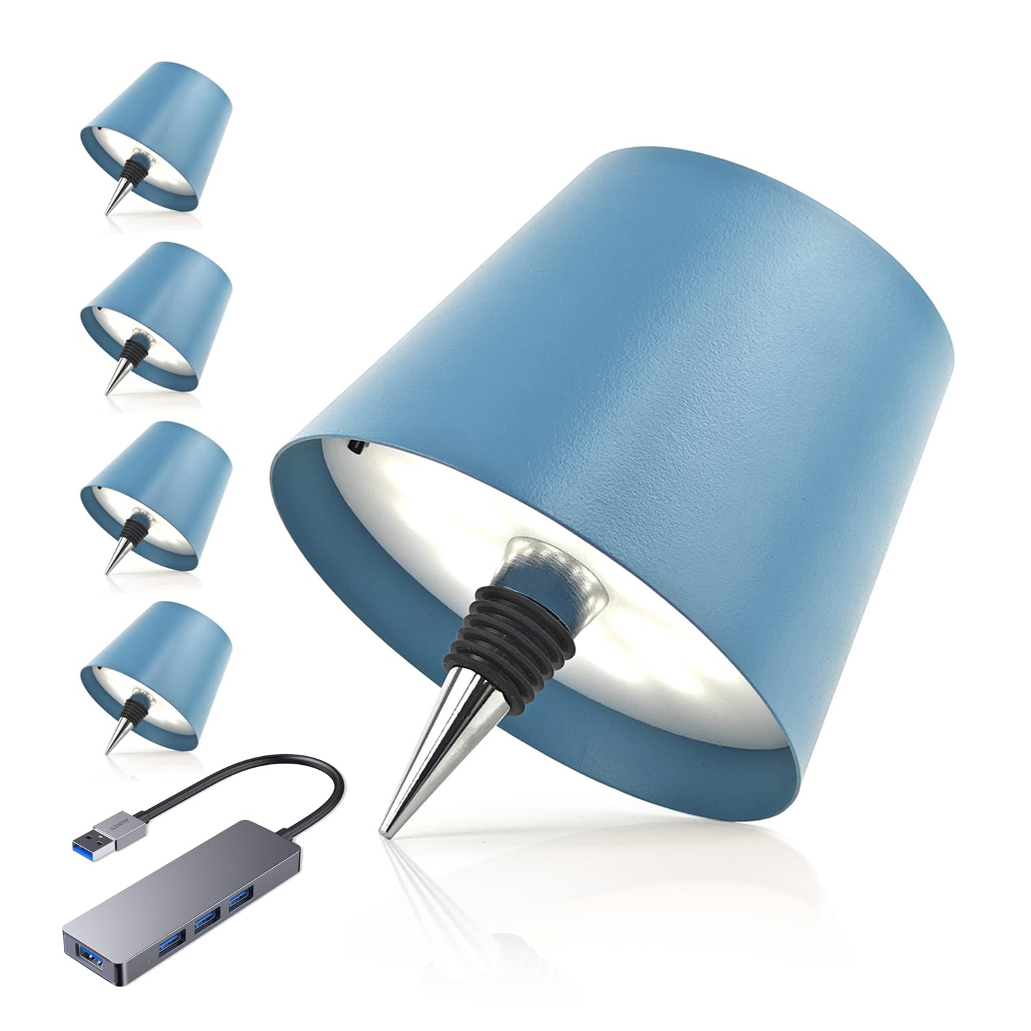 MU LIN Lámpara de botella táctil recargable inalámbrica, regulable, 3 colores LED, para sala de estar y restaurante, 4000 mAh