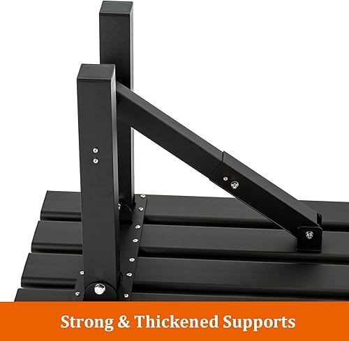 Miniatura 4 de Ginkman Banco plegable de aluminio para patio, 59.1 x 14.2 x 15.7 pulgadas, tipo integrado sin instalación, peso ligero (11.6 libras) de alta carga,