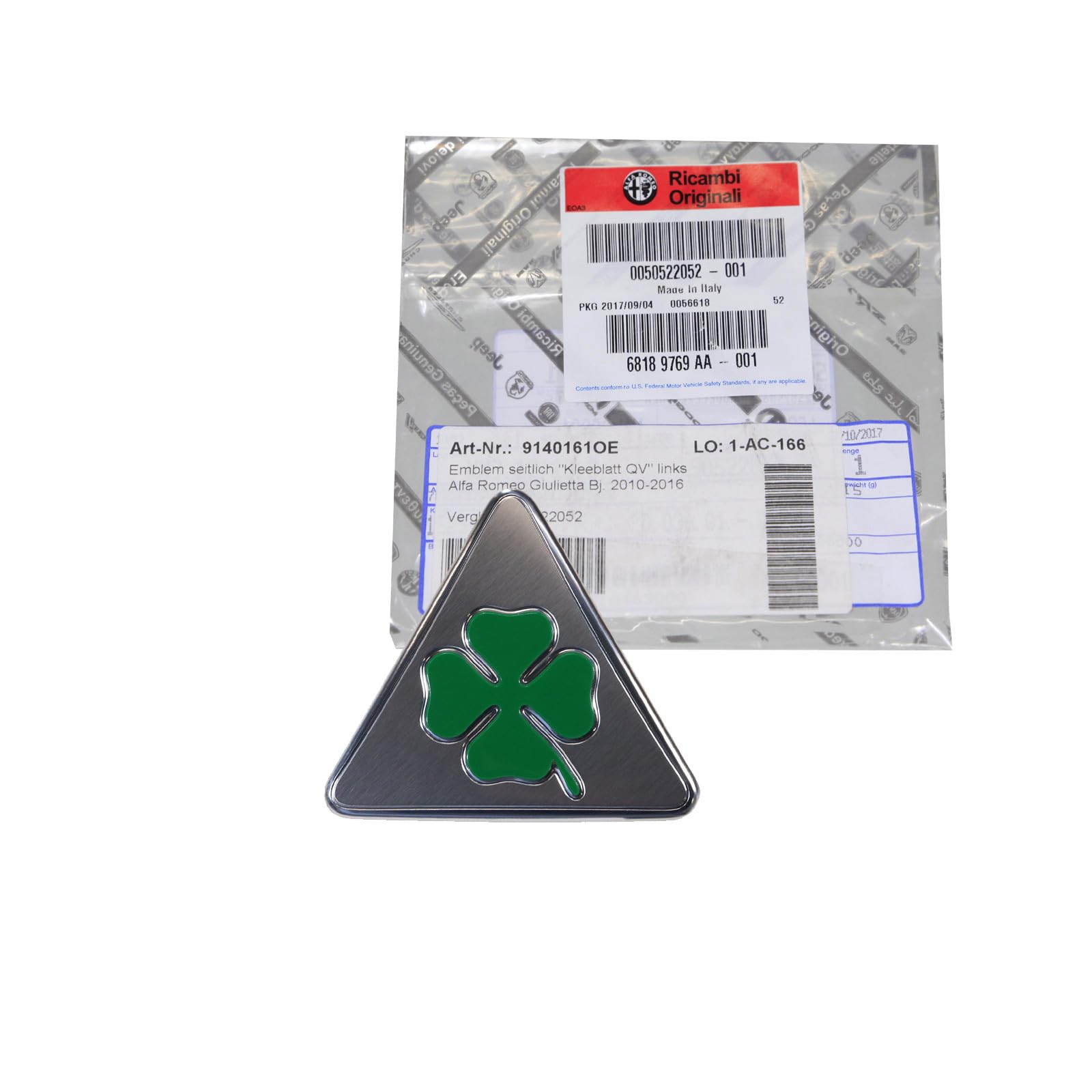 Emblème Logo d'origine côté conducteur Gauche Feuille de trèfle QV Argent Vert Collé 50522052