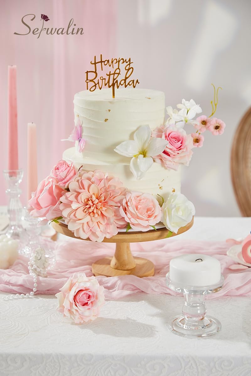 Serwalin Artificial Pink Flowers, Cake Silk Flowers for DIY Wedding Bouquets Fake Flowers, Table Centerpieces Baby Shower Birthday Party Home Decorations - Image 8
