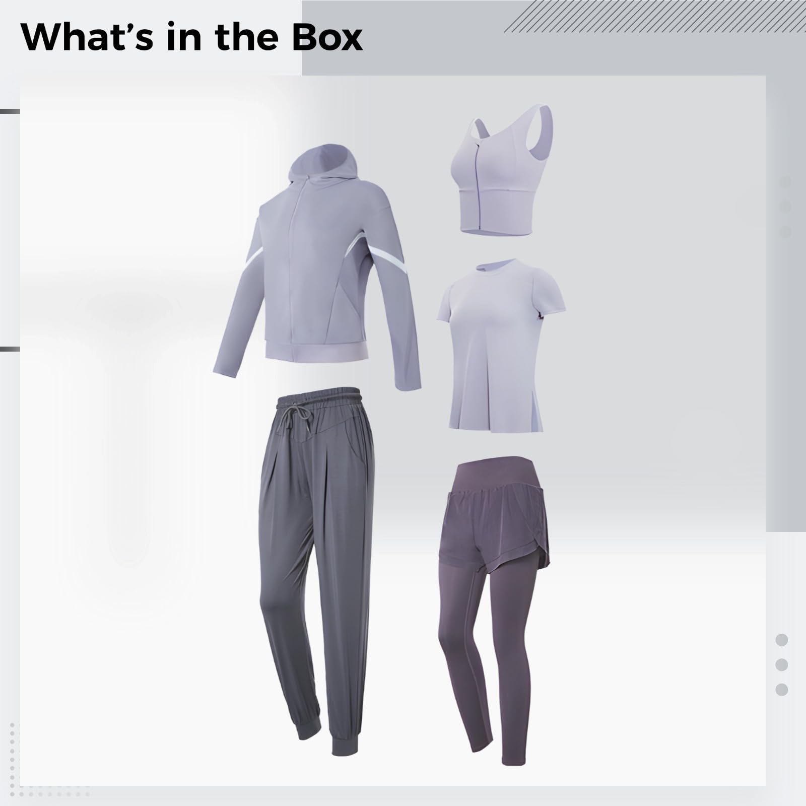 Conjunto de ropa deportiva para mujer, conjunto de 5 piezas, ropa de yoga, conjuntos de entrenamiento de manga larga para mujer, XXL, tela transpirable que absorbe la humedad, diseño versátil