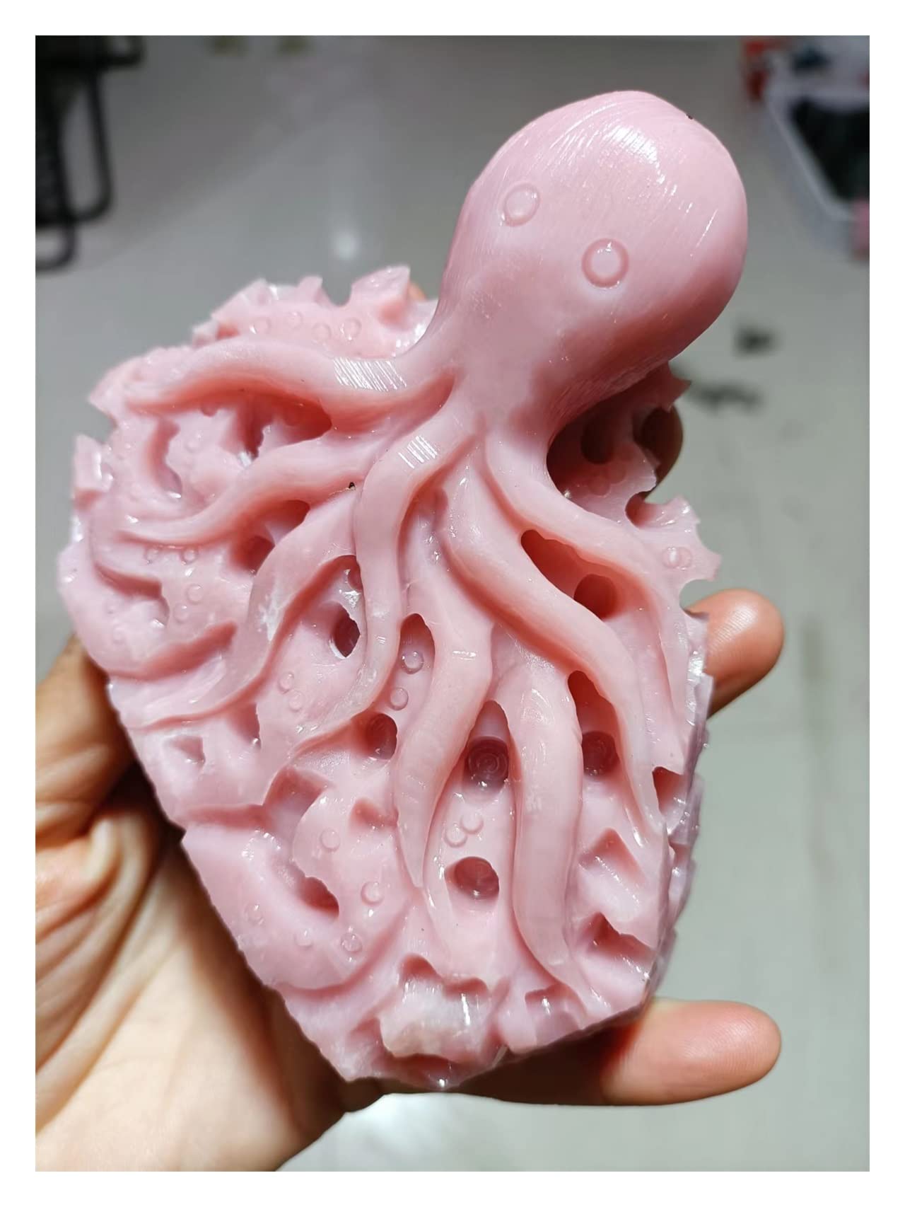 Pulpo Tallado a Mano de ópalo Rosa Natural, Pulpo de Cristal de aragonito de vena Rosa, Figura de Animal Tallada a la Moda, Adornos de Regalo Inicio Colecciones (Size : One Size)