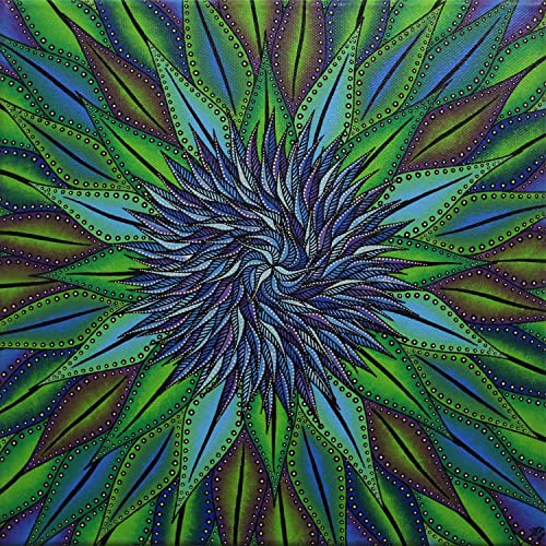 Peinture fleur bleue de 30x30cm pour décoration murale