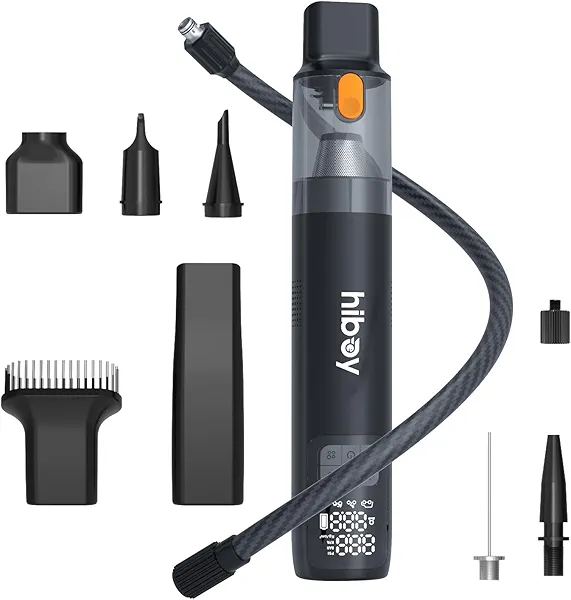 Car Vacuum Cordless and Tire Inflator Portable Air Compressor 2 in 1, 2X Faster Inflation, 150PSI Cordless Air Pump with 12000Pa Powerful Vacuuming Function