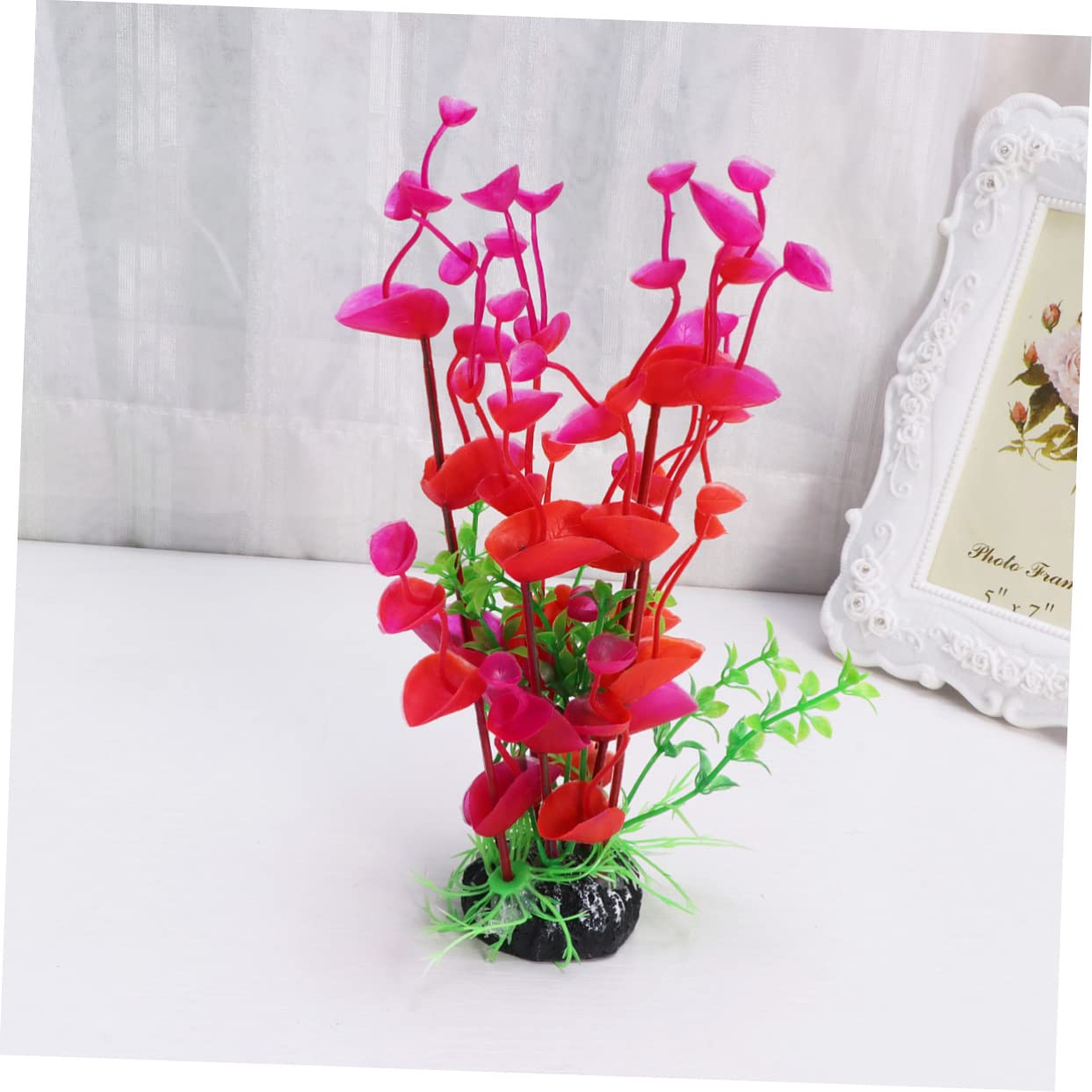 Happyyami 6 Piezas decoración de pecera decoración de astas Plantas de pecera árbol Falso Plantas Falsas Plantas Artificiales Plantas de Acuario Tanque Planta Falsa Decoraciones Decorar Rojo