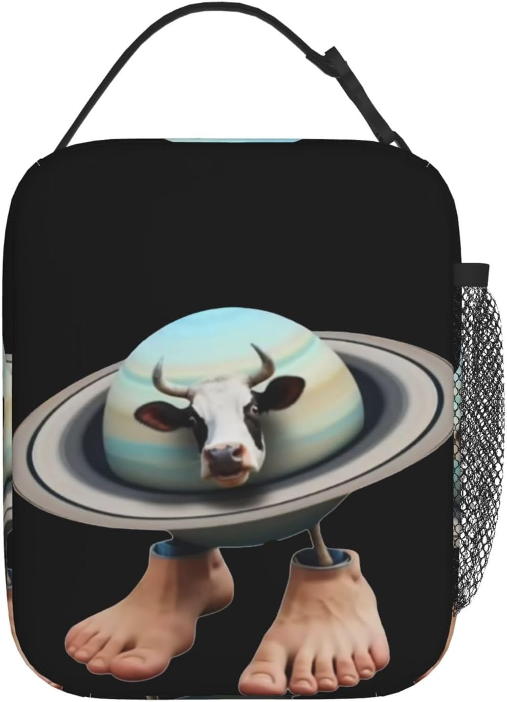 Novel Funny Italian Brainrot Animals Tote Lunch Bag, Insulated Cooler Lunch Box, With Mesh Pocket Durable Bento Bag, Reusable Lunchbags