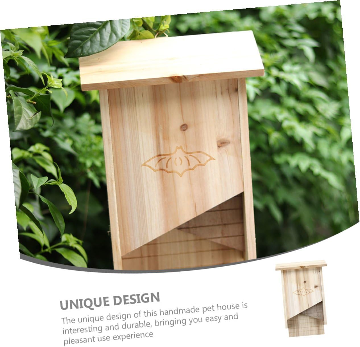 Totority Handmade Wooden Bat House Outdoor Pet Shelter Backyard Bat Box for Courtyard Garden Wildlife Nesting