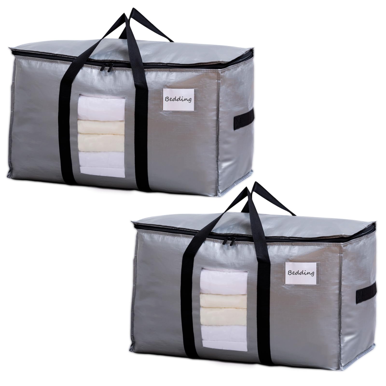 TAILI 2 Pack Silver Extra Large Moving Bags,Storage Bag with Visible Window