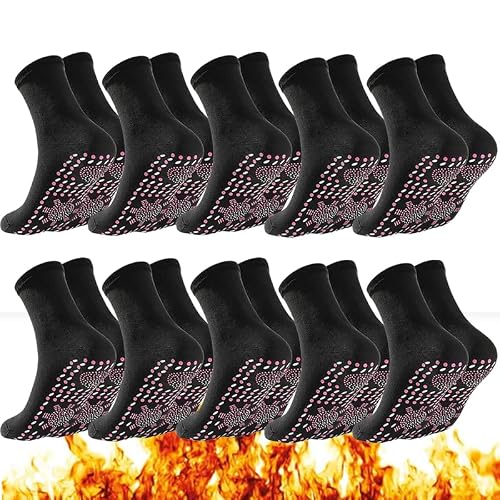 Tourmaline Thermal Circulation Acupressure Self-heating Shaping Socks, Foot Massage Slimming Health Sock, Breathable Warm (10 Pairs Black)