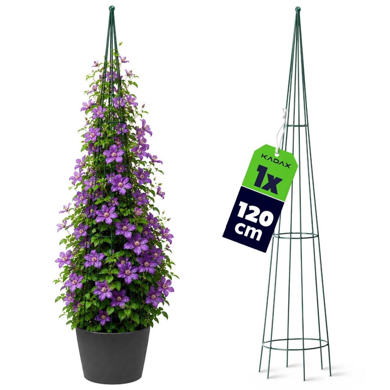 KADAX Tuteur ŕ Colonne Autonome pour Jardin, Roses, Plantes grimpantes, Plantes grimpantes, tuteur en Acier, Aide ŕ l'escalade, Treillis, Pyramide résistante aux intempéries, Vert Höhe: 120 cm Vert