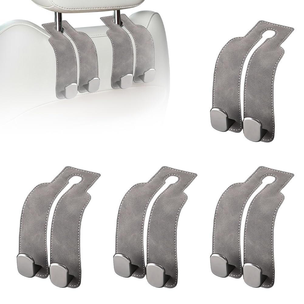 Headrest Hooks for Car, Twinhook Car Seat Hooks for Headrest (Grey 4Pcs)