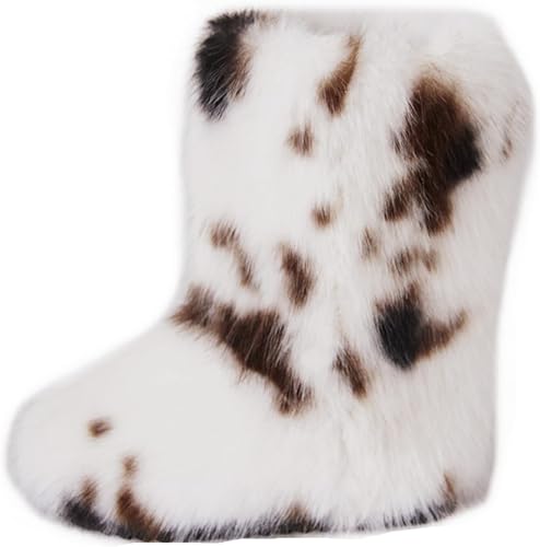 Gegefur Women's Faux fur Boot Furry Fluffy Short Snow Boot Mid-Calf Boots Warm C