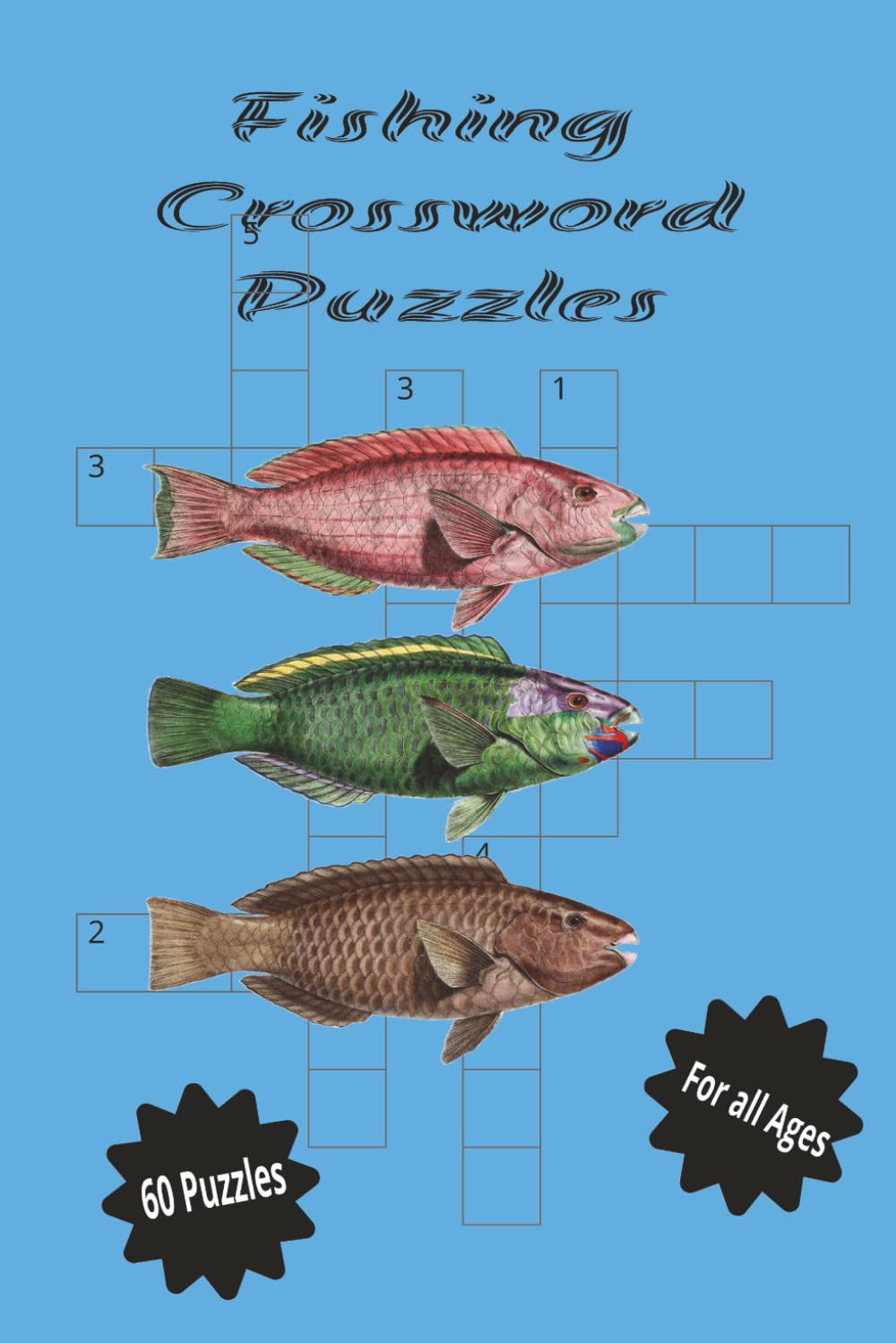 Fishing crossword puzzle: "Hooked on Words" 6x9 inches, 60 Puzzles