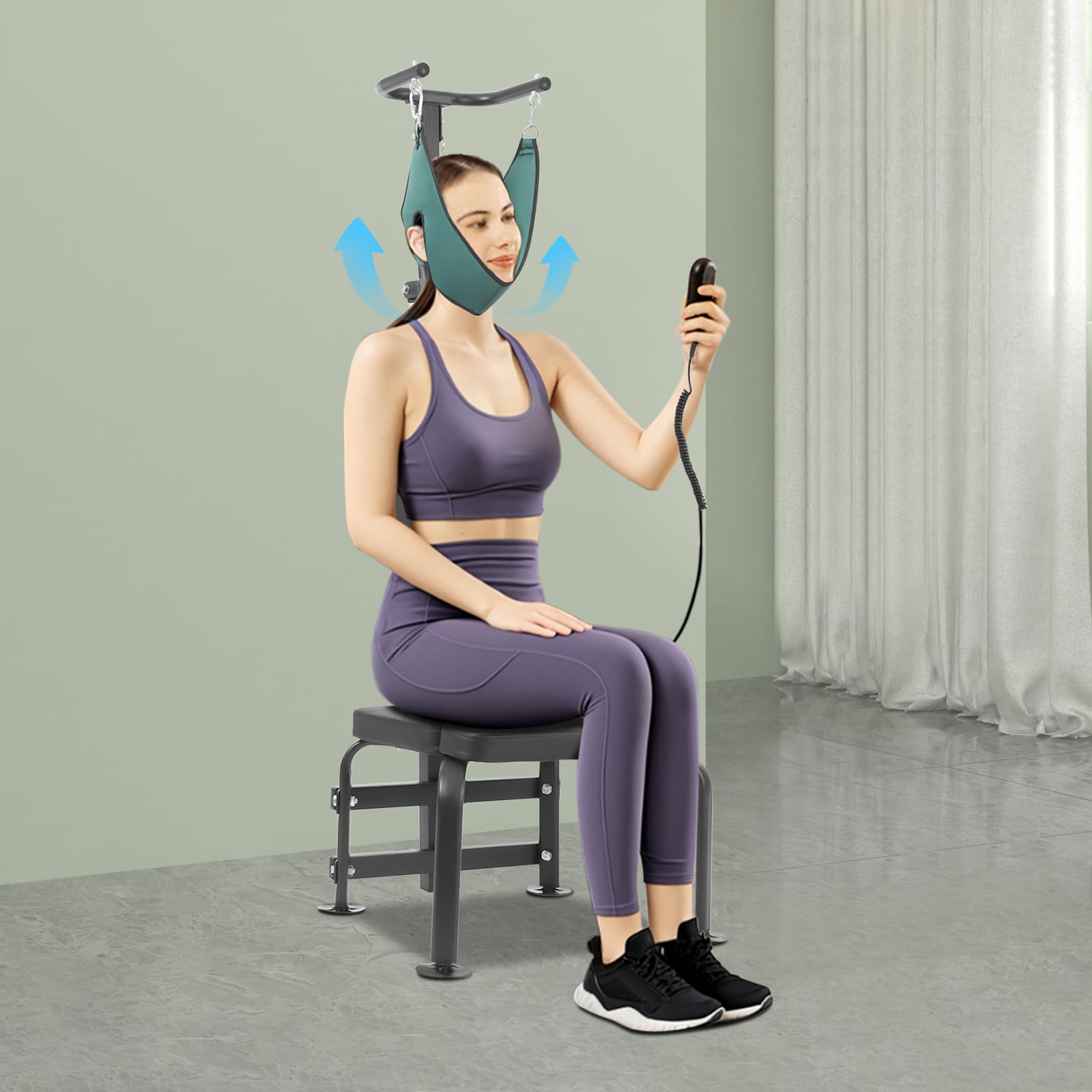 Philipreba 266 Lbs Capacity Stretching Training Equipment for Neck, 29V 55W Cervical Traction Device Back Stretcher Machine, Lower Back Pain Relief Machine Inversion Table