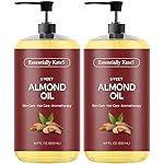 Essentially KateS Sweet Almond Oil 33.8 Fl Oz - Pack of 2 x 16.9 Fl Oz - 100% Pure and Natural - Conditioning, Moisturizing & Nourishing - No Greasy Feel - A Natural Vit. E source