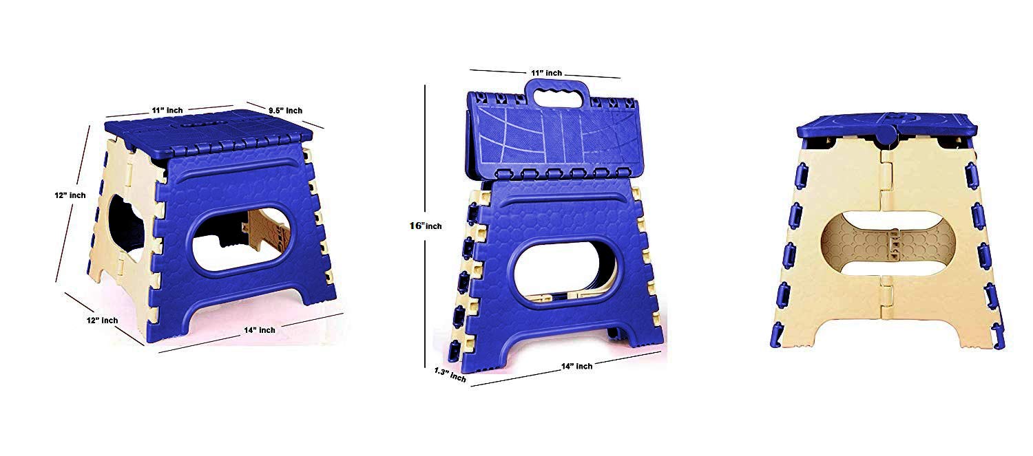 LAFILLETTE Folding Step Stool - 12 inch Height Premium Heavy Duty Foldable Stool for Kids & Adults, Kitchen Garden Bathroom Stepping Stool