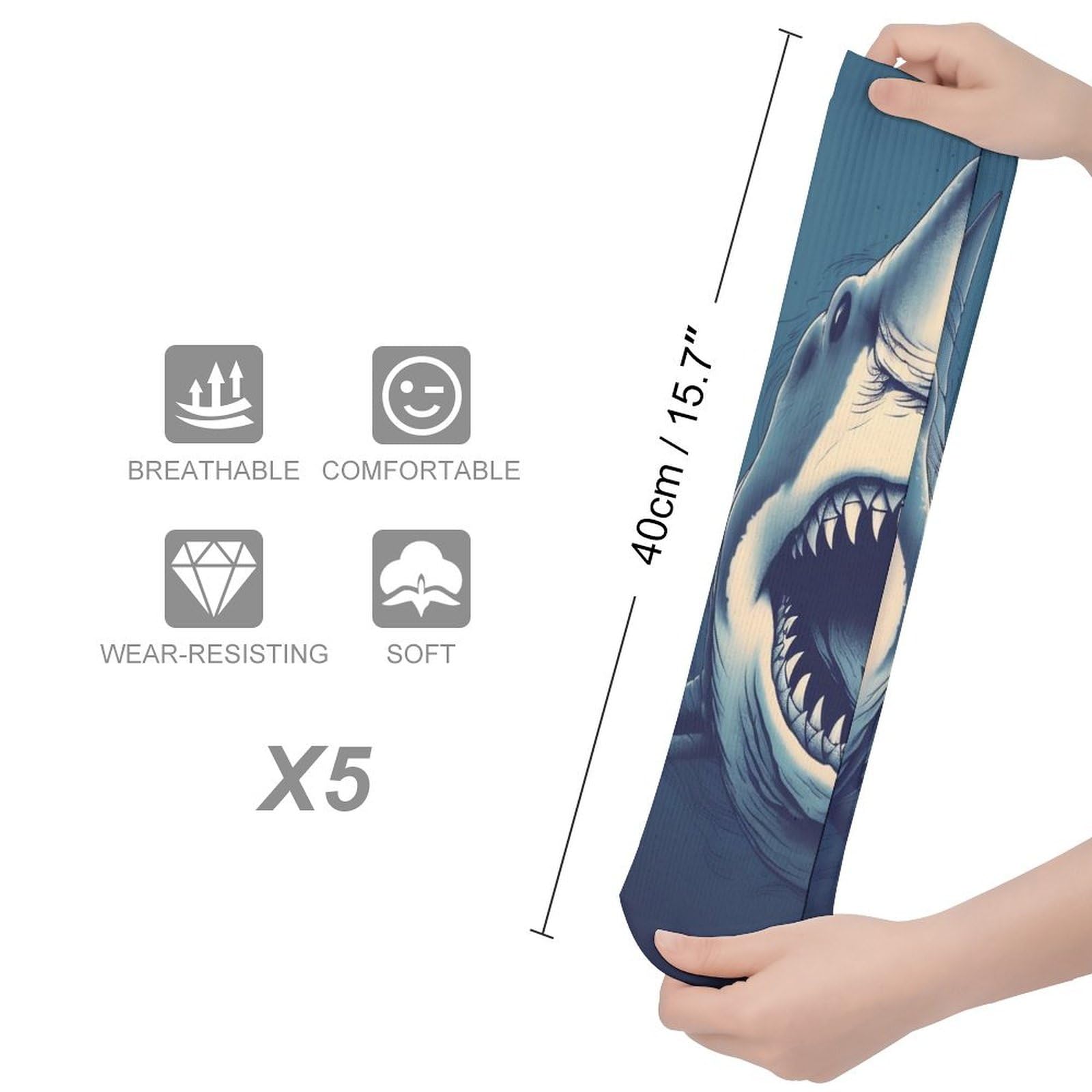QMNRTK Cool Shark Stocking?casual Athletic Aesthetic Socks Neutral Cotton Socks Compression Socks Control Crew Socks for Women Men