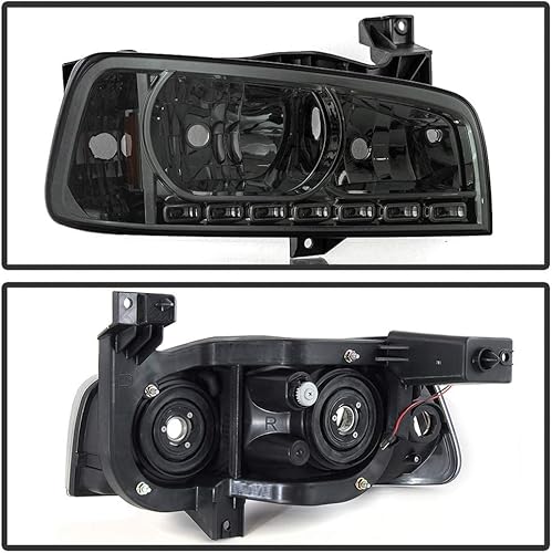 Miniatura 3 de ACANII - Faros delanteros LED ahumados 2006-2010 Dodge Charger DRL con luces de señal de esquina integradas para el lado del conductor y del pasajero