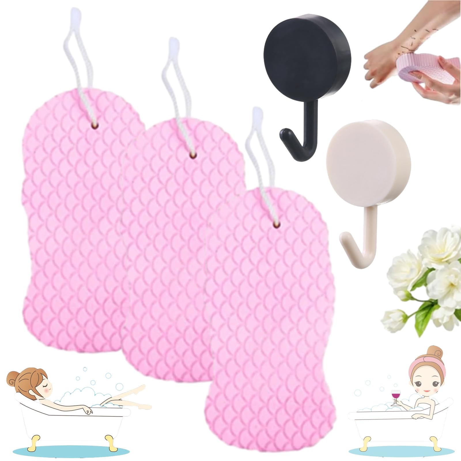 Magic Exfoliating Bath Sponge, Gentle Exfoliating Bath Sponges for Face & Body Skin, Resuable, Alternative to Exfoliating Gloves for Adults