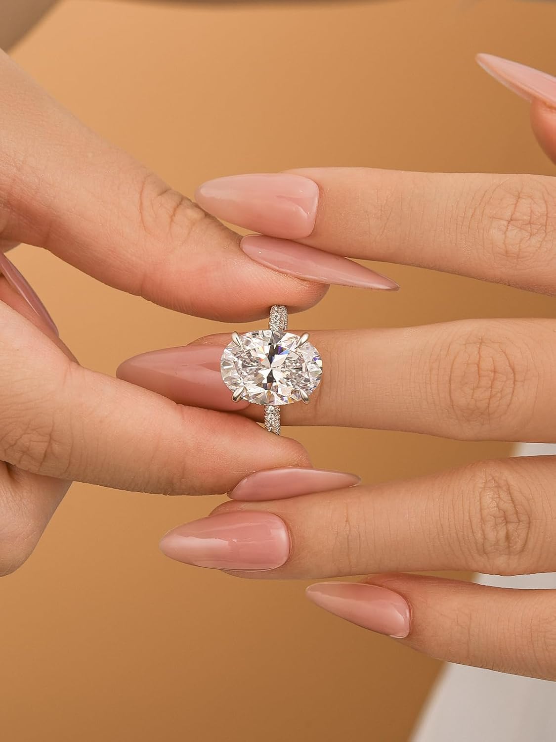 5.0/8.0CT Excellent Oval Cut Engagement Ring,D-Color VVS Big CZ Gemstone S925 Promise Ring - Image 5