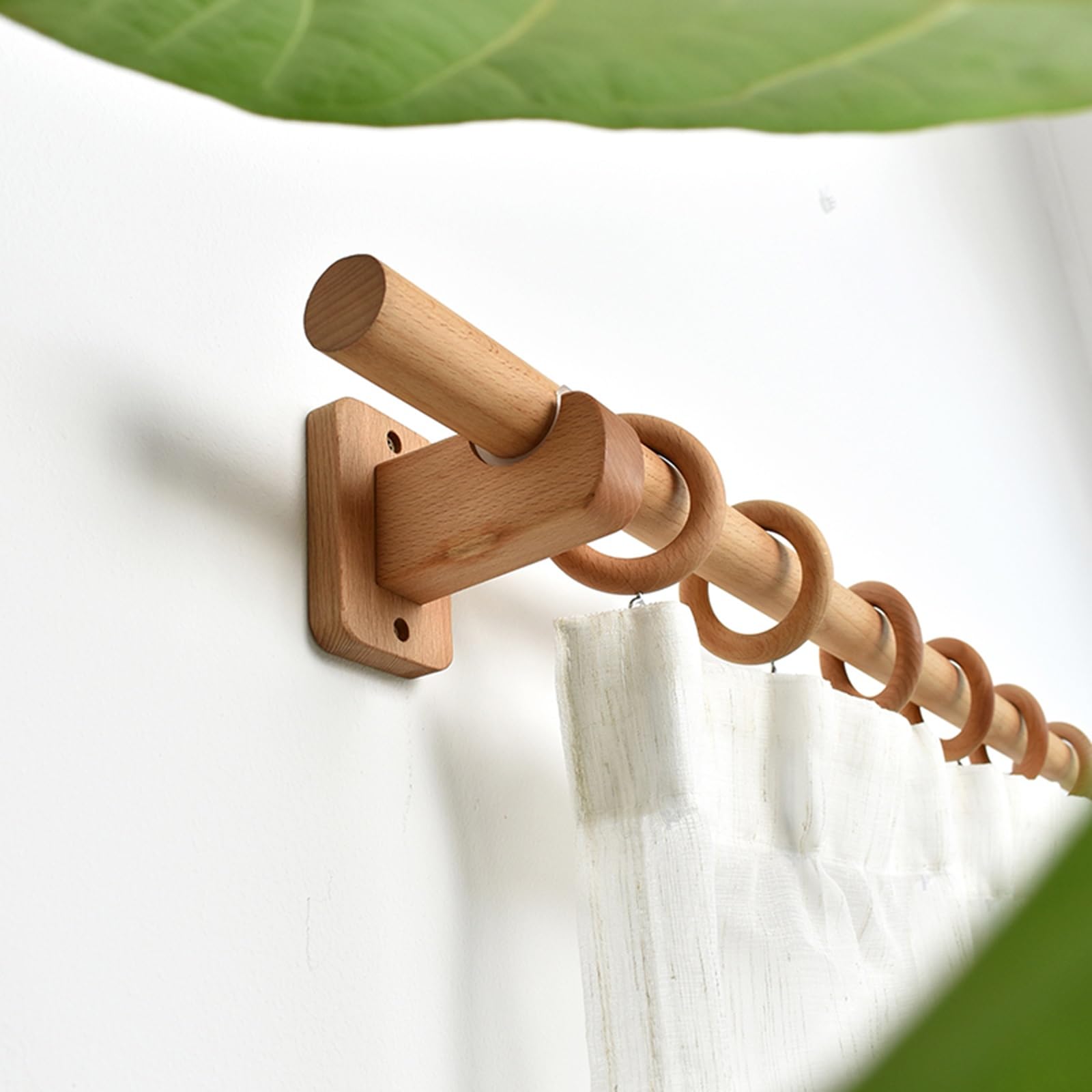 Buchenfarbene 29 mm Vorhangstangenhalterung seitlich montiert feste Gardinenstange für 63 Zoll (260cm) Vorhänge robusto und stilvoll ideale per Wohnzimmer und Schlafzimmer.