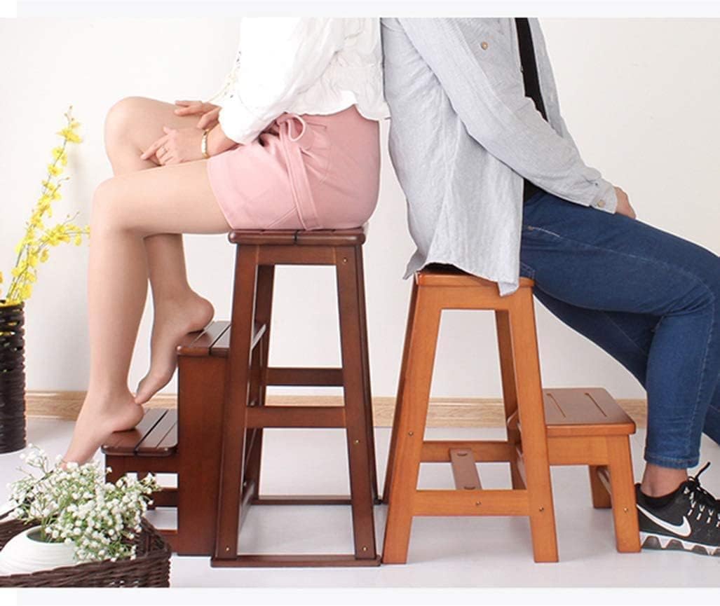 OKUOKA Home Step Stools,Multi-Function Household Folding Ladder Stool, 3-Step Ladder Chair, Shoe Rack, Flower Rack, Kitchen Step Stool, Stair Chair Seats, Storage Shelf, Portable,A,B