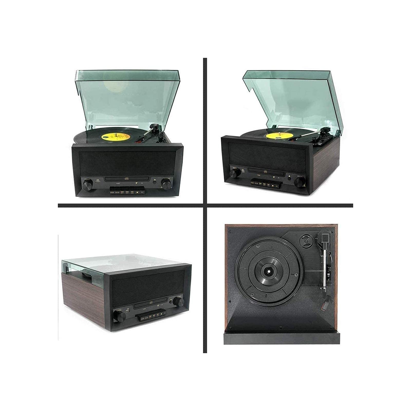 Retro Vinyl Record Player Vinyl CD All-in-One Home Multi-Fonction Player Bluetooth U Disk Radio Radio kxtmm
