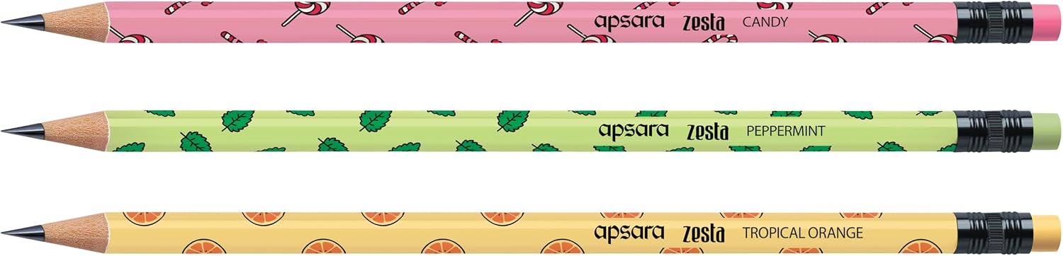 Apsara Zesta Scented 6 Pencils Pack(Topical Orange, Candy, PepperMint) (15 Boxes)