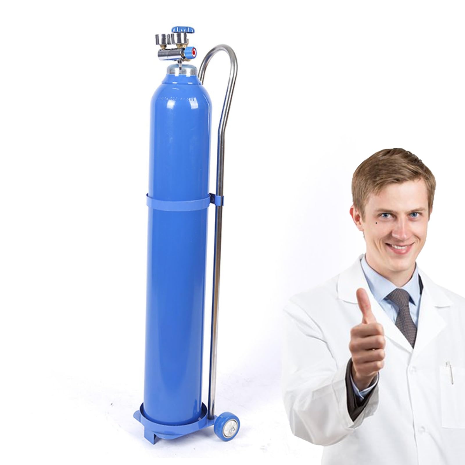 GHHVFEC Oxygen cylinder rack,Oxygen Tank Holder Cart for D/E Cylinders, Portable Oxygen Cylinder Stand with Wheels, Storage Rack for Home Use, Gas Cylinder Dolly, 43.25" Tall Oxygen Tank S