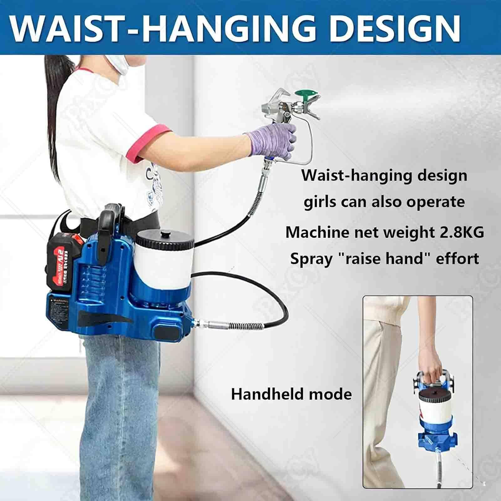 PixCy Pulverizador de Pintura airless - Máquina de pulverización de Pintura inalámbrica de Alta presión, baterías de Litio de 21 V, caudal de 1,1 l/min, 6 velocidades, para Pintar Casas