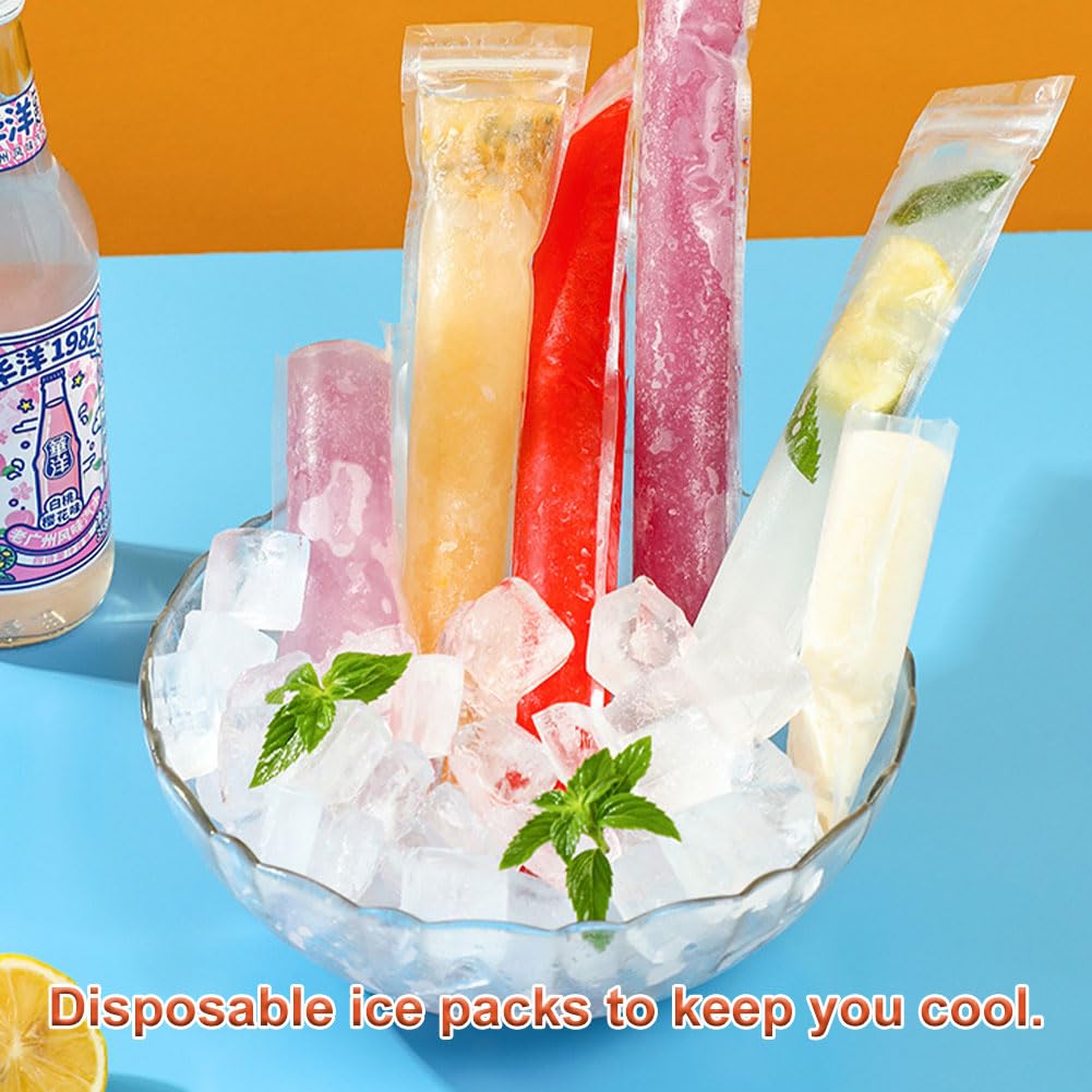 100PCS Bolsas Paleta Hielo con 1 Embudo, Bolsas para Helados, Bolsa de Molde Para Paletas para Paletas de Hielo,Bolsas para Moldes de Helado con Para Yogur, Helado, Jugo