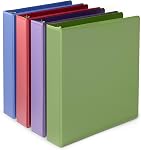 Amazon Basics 3 Ring Binder, 1.5 inch Binder, Round Rings, Assorted Colors, 4 Pack