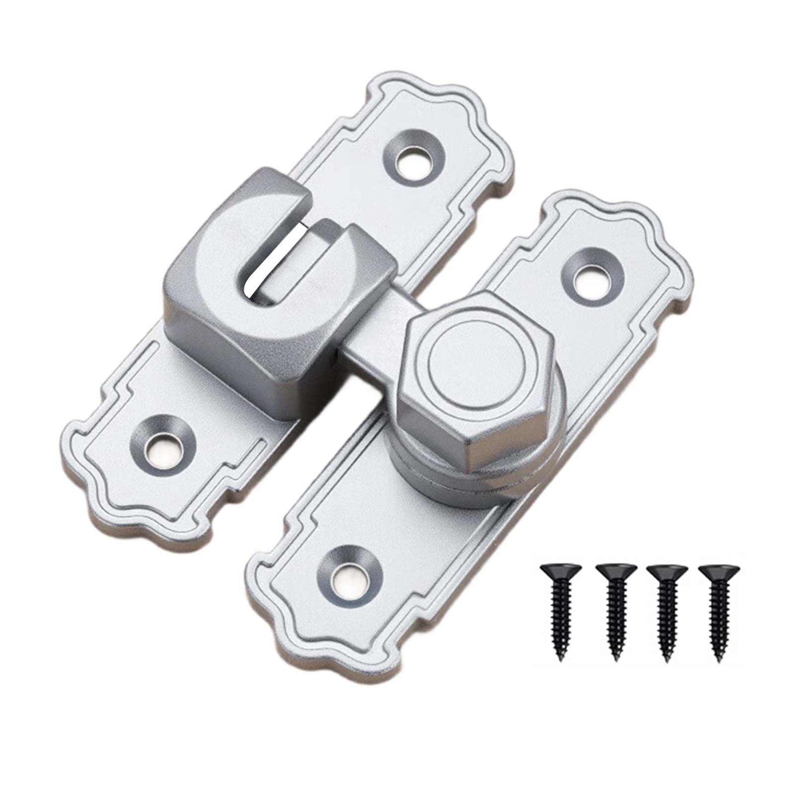Tertioi Silver Duty 90/180 Degree Slide Swing Latch With Enhanced Security Design Easy To Install Heavy Duty Security Latch For Barn Door Gate