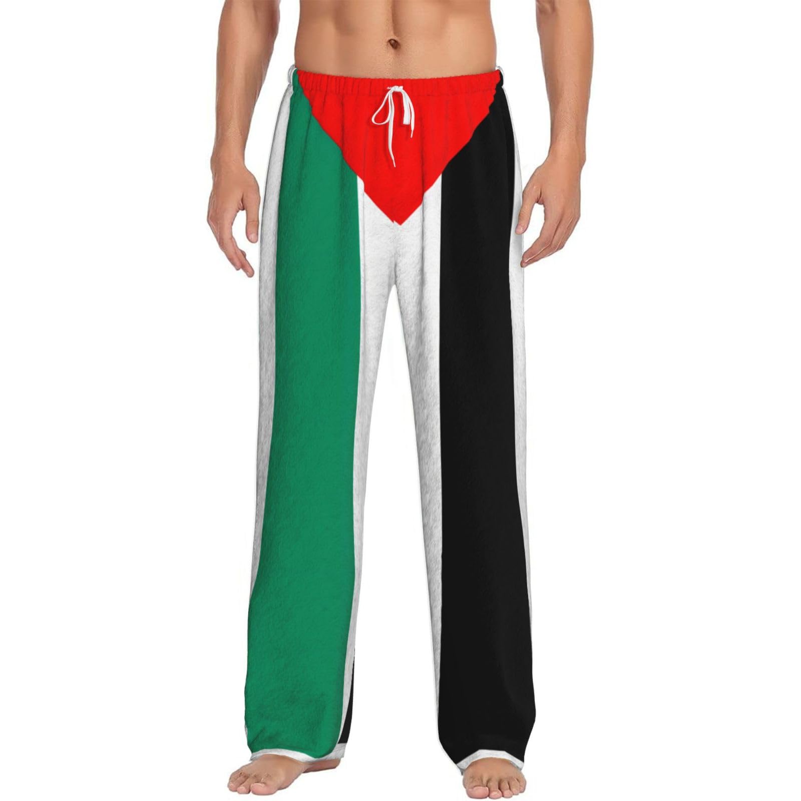 Pantalones de pijama para hombre con estampado de bandera de Palestina, pantalones de pijama de forro polar con bolsillos, de microfibra