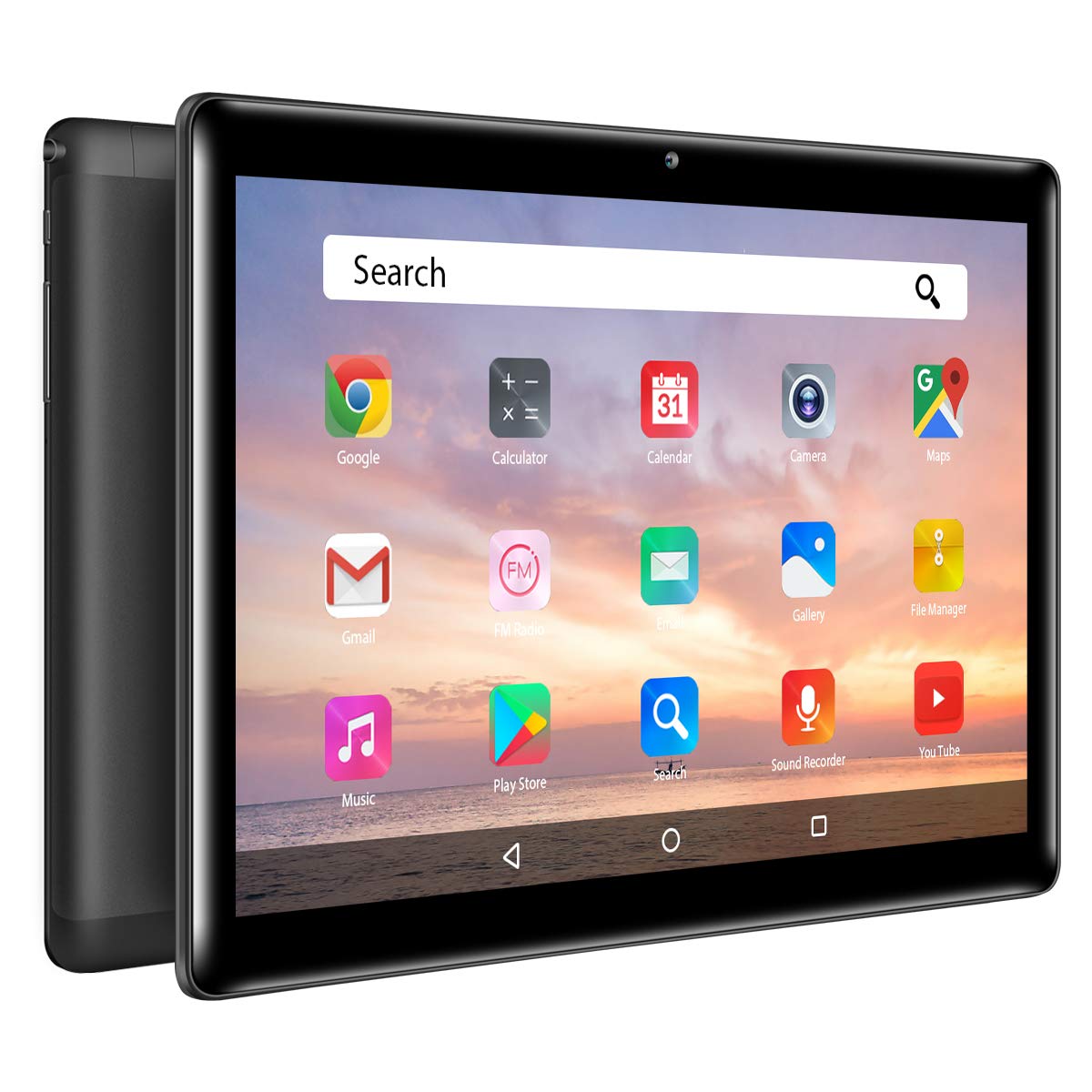 10.1” Inch Android Tablet, 32GB ROM 2GB RAM, WIFI/ GPS/ Dual SIM Slots, 6000mAh Large Battery, Cameras, Google Play, 1280x800HD Glass Screen, Metal Housing, Qimaoo Android 8.1 Phablet Pad - P24