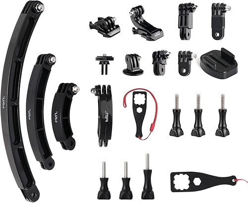 HSU Bolsa de agarre con adaptador básico y kit de brazo de extensión curvado 3 en 1 para GoPro Hero 111098765 Negro, Sesión 54, DJI Osmo Action y más