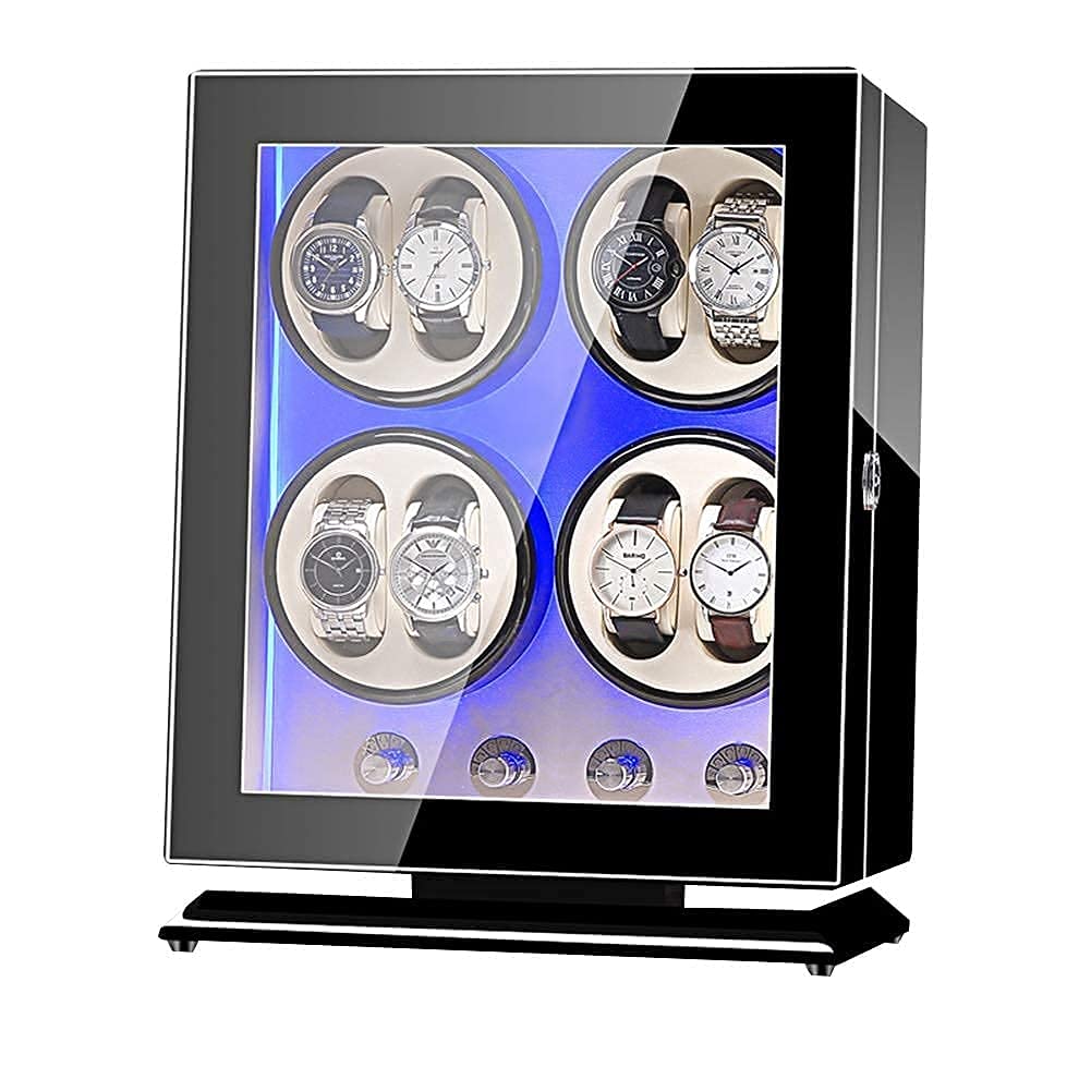 QUSYZD Watch Watch Winder Box 8+0,with 5 Rotation Modes,Mute Motor,Watches Rotation Storage Case Display Box for Automatic Mechanical Watches,B-A
